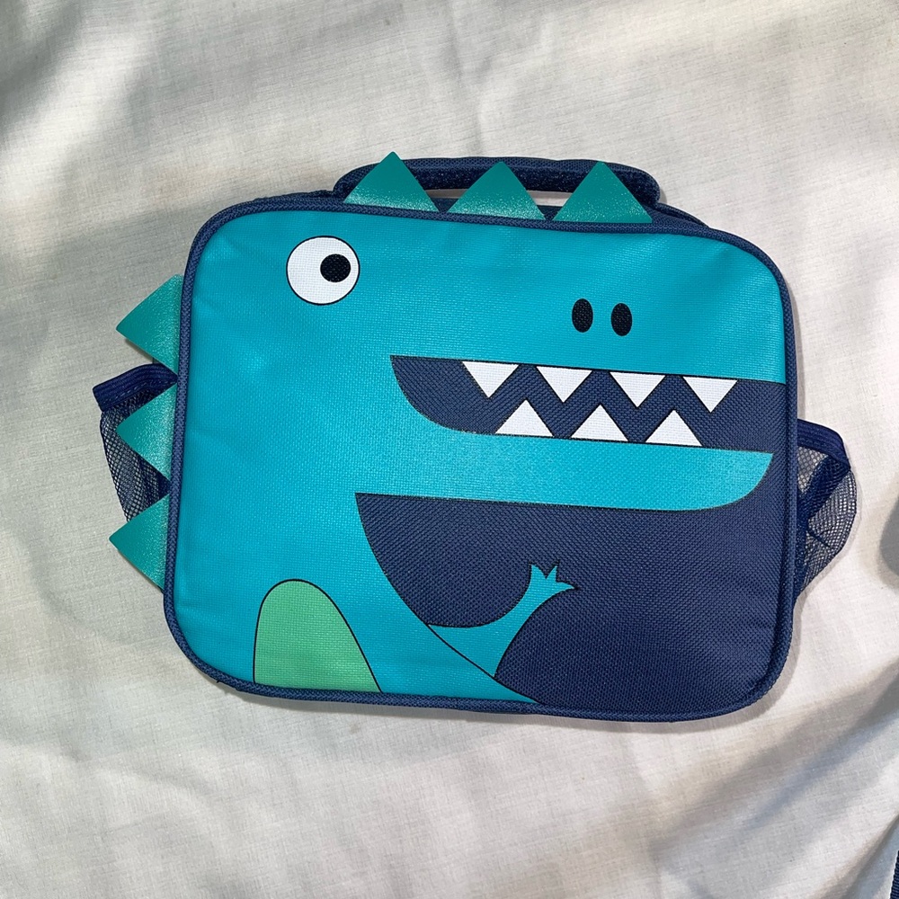 Dinosaur Print Kids Lunch Bag - Blue and Green
